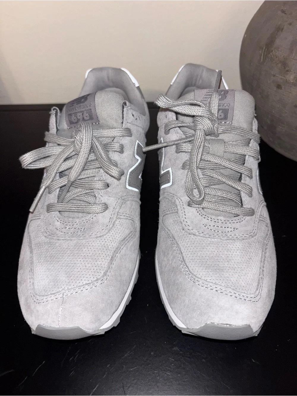 New Balance Women's Gray Suede Lace-Up Sneakers